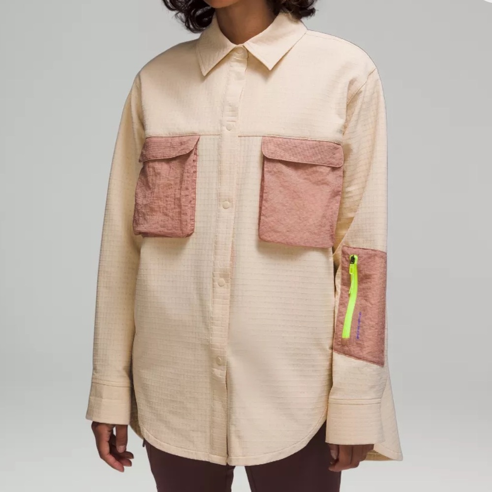 lululemon athletica Grid Fleece Hiking Overshirt in prosecco/pink clay